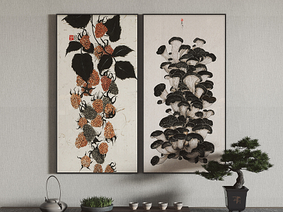 New Chinese Plant Painting Decorative Painting model