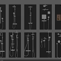 Various Shower System Designs Featuring Different Styles And Components For Bathroom Use 3d model
