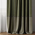 Elegant Green Curtains With Sheer White Layers For Window Interior Design 3d model