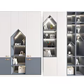 Modern Geometric Wardrobe Design with LED Lights Gray White Shelves Storage and