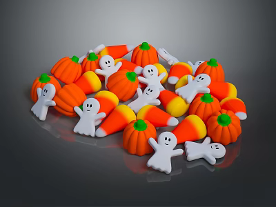 Modern Ghost Candy Candy Ghost Pumpkin Sugar Halloween Pumpkin 3d model