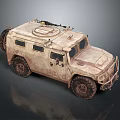 Sandy Armored Off Road Utility Vehicle With Weapon Mount And Large Tires