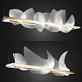 Modern Elegant Chandelier With Transparent Wave Shaped Glass And Gold Metal Frame