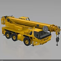 Yellow Mobile Crane Truck With Extendable Boom Six Wheels And Metal Hook
