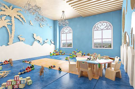 Modern Entertainment Room Kindergarten Activity Room Children's Toys Children's Leisure Tables and Chairs Children's Amusement Facilities 3d model