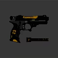 CAL.45 Tactical Pistol With Black And Yellow Finish And Detachable Magazine