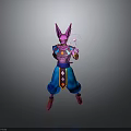 Colorful Anime Character With Purple Skin Pink Horns Blue Pants Holding Glowing Energy Orb
