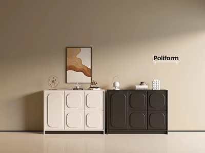 Modern Entryway Console Cabinet And Side Cabinet With Decorative Painting And Ornaments 3d model
