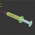 Transparent Plastic Syringe With Green Needle Graduated Scale And White Plunger