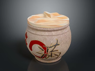 Ceramic Aquarium Fish Tank With Wooden Lid Red Black Decorative Patterns For Aquatic Use 3d model
