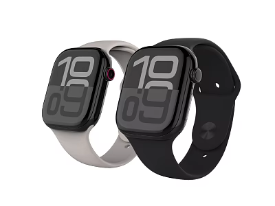 Smartwatches With White And Black Straps And Digital Time Display Screen 3d model