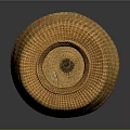 Handwoven Wicker Storage Container With Yellow Orange Pattern For Home Use
