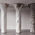 Modern Decorative Columns With White Black Marble Patterns And Metal Accents 3d model