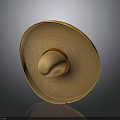 Traditional Straw Hat With Wide Brim Round Crown And Orange Band