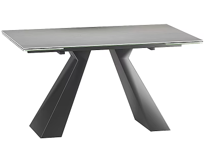 Modern Dining Table With Sleek Glass Top And Sturdy Metal Legs Design 3d model