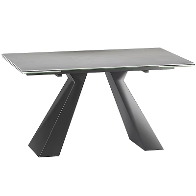 Modern Dining Table With Sleek Glass Top And Sturdy Metal Legs Design 3d model