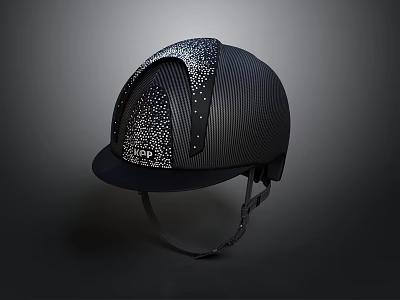 Black Safety Helmet With Silver Sparkle Accents And Adjustable Strap For Daily Use 3d model