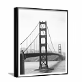 Black and White Landscape Paintings Featuring Big Ben Golden Gate Bridge Eiffel Tower and Bridge