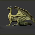 Yellow Dragon Game Movie Character Figurine With Detailed Wings On Transparent Base