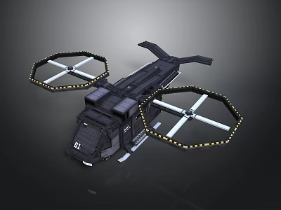 Futuristic Black Aircraft With Dual Large Propellers And Numbered 01 Design 3d model