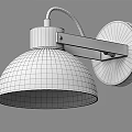 Modern Wall Lamp with Dome Shaped White Lampshade Wooden Base and Metal Arm Illuminated Design