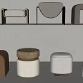 modern sofa stool round stool low stool 3d model