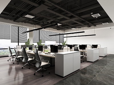 Modern open office area 3d model