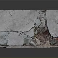 Broken Terrain Surface With Cracked Stone Slab Scattered Gravel And Loose Soil
