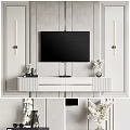 Modern TV Wall Design With Panel Accents Wall Lamps TV Stand And Vase