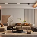 Modern Living Room Interior Design With TV Wall Bookshelf Sofa And Green Plants