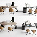 Modern Office Desk Setup With Laptops Potted Plants And Ergonomic Chairs