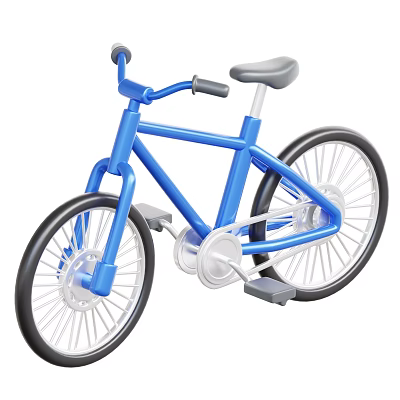 Blue Kids Bicycle With Simple Design Black Wheels White Spokes And Gray Seat 3d model