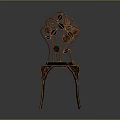 Ornate Metal Chair With Floral Leaf Patterns Intricate Back And Patterned Seat