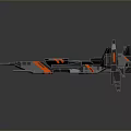 Futuristic SciFi Space Fighter With Black Orange Accents And Detailed 3D Design