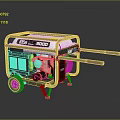 AVR 8000 Portable Generator With Black Frame Red Engine Components And Mobility Wheels