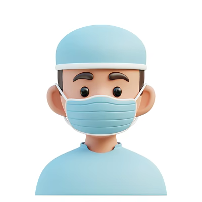 Male Medical Professional Wearing Blue Scrub Cap Mask and Uniform 3d model