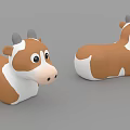 Cute Brown And White Cartoon Reptile Toys In Front And Side Views On Grey Background