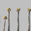 Multiple Hanging Skeletons And Scattered Skulls With Bones On Ground Poles 3d model
