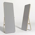 Modern Full Length Floor Mirror With Metal Stand And Rectangular Design 3d model