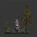 Detailed Fantasy Forest Scene Diorama With Fairy Trees Flowers And Stones