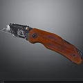 Durable Utility Knife with Ergonomic Red Wooden Handle and Sharp Metal Blade