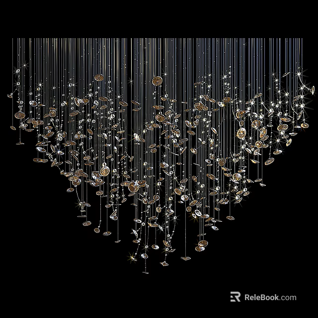 Elegant Crystal Chandelier With Hanging Crystal Pendants And Sparkling Light Effects 3d model 