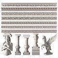 European style plaster line plaster line statue stone pillar 3d model