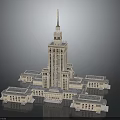 Grand Classical Style Building Featuring Tall Central Tower Spire Symmetrical Wings And Ornate Window Details