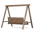Comfortable Wooden Swing Chair With Soft Striped Cushions And Sturdy Frame