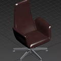 Brown Leather Office Chair with High Back Armrests and Adjustable Base 3d model