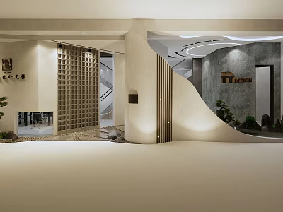 Modern Shopping Mall Store Entrance Design With Curved Architecture Soft Lighting And Green Plants 3d model