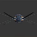 Futuristic Blue Multiple armed Spacecraft For Cosmic Exploration With Central Circular Structure And Solar Panels