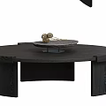 Modern Middle Ancient Solid Wood Round Coffee Table 3d model