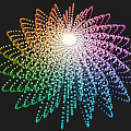 Vibrant Rainbow Gradient Art Installation With Radial Dotted Design On Black Background